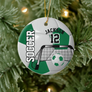 mörk grönt fotbollsspelare ⚽ Boll 2 - Anpassa Julgransprydnad Keramik