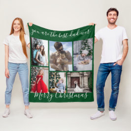 Mörk grönt foto för bästa Pappa någonsin God jul Fleecefilt
