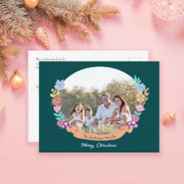 Mörk grönt fotopul för febern Blommigt Helg Vykort