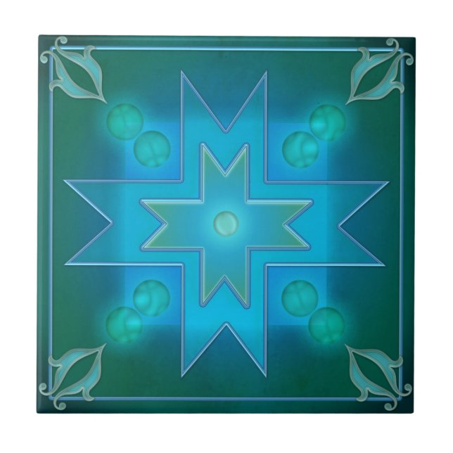Mörk grönt Geometric Kitchen eller Bathroom Tile Kakelplatta (Framsidan)