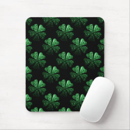 Mörk grönt glatt Shamrock mönster på svart Musmatta