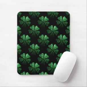 Mörk grönt glatt Shamrock mönster på svart Musmatta