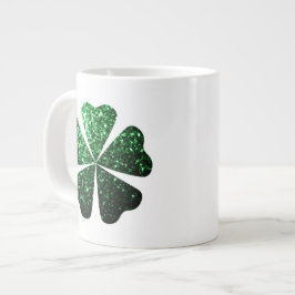 Mörk grönt glitter gnistra Shamrock Klöver Jumbo Mugg