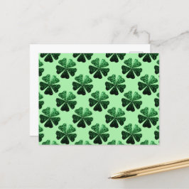Mörk grönt glitter gnistra Shamrock mönster Vykort