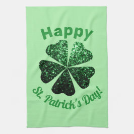 Mörk grönt glitter-gnistran Shamrock St Patrick Da Kökshandduk
