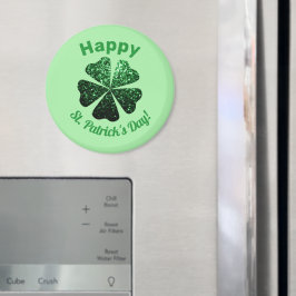 Mörk grönt glitter-gnistran Shamrock St Patrick Da Magnet