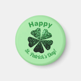Mörk grönt glitter-gnistran Shamrock St Patrick Da Magnet