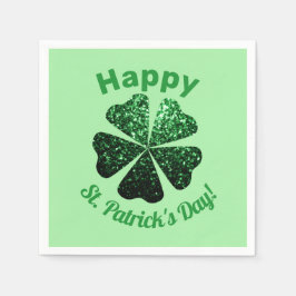 Mörk grönt glitter-gnistran Shamrock St Patrick Da Pappersservett