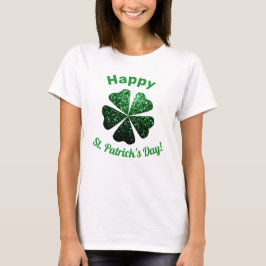 Mörk grönt glitter-gnistran Shamrock St Patrick Da T Shirt
