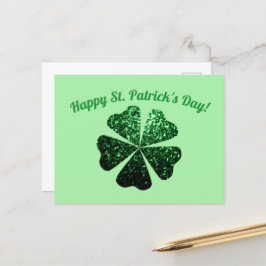 Mörk grönt glitter-gnistran Shamrock St Patrick Da Vykort