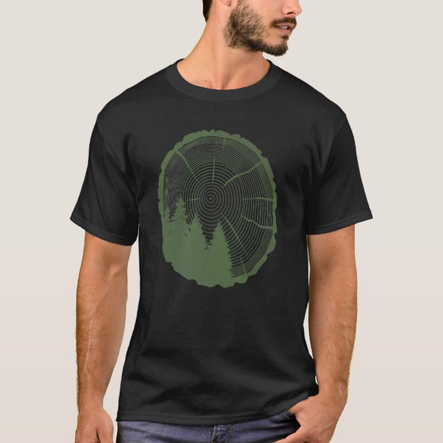 Mörk grönt Gorpcore Mode Stil T Shirt (Framsida)