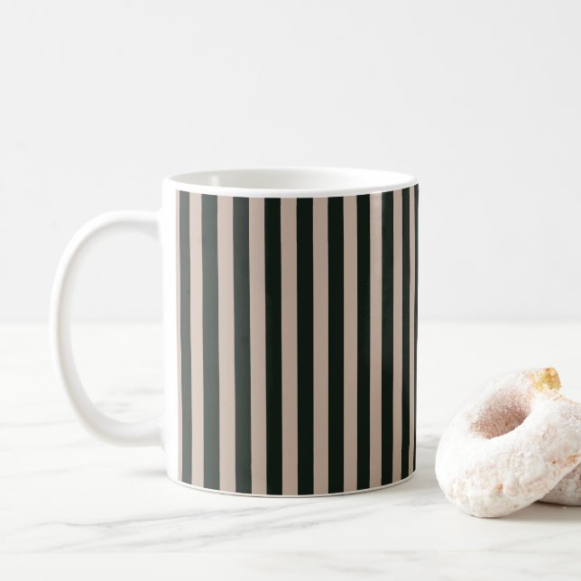 Mörk grönt Grått Rand Kaffemugg (Med munk)
