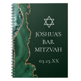 Mörk grönt Guld Agate Anpassningsbar Pub Mitzvah Anteckningsbok