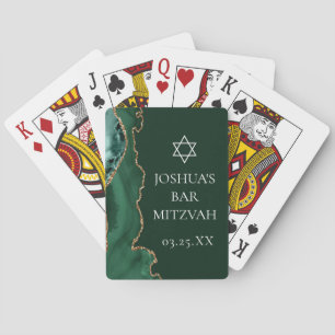 Mörk grönt Guld Agate Pub Mitzvah Party Casinokort