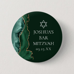 Mörk grönt Guld Agate Pub Mitzvah Party Knapp