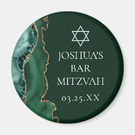 Mörk grönt Guld Agate Pub Mitzvah Party Magnet