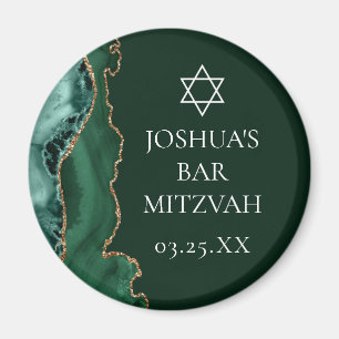 Mörk grönt Guld Agate Pub Mitzvah Party Magnet