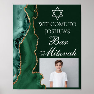 Mörk grönt Guld Agate Pub Mitzvah Party Photo Poster