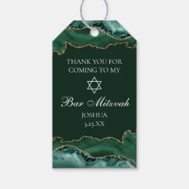 Mörk grönt Guld Agate Pub Mitzvah Party Presentetikett