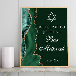 Mörk grönt Guld Agate Pub Mitzvah Party Välkommen Poster