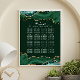 Mörk grönt Guld Agate Pub Mitzvah-platsdiagram Poster