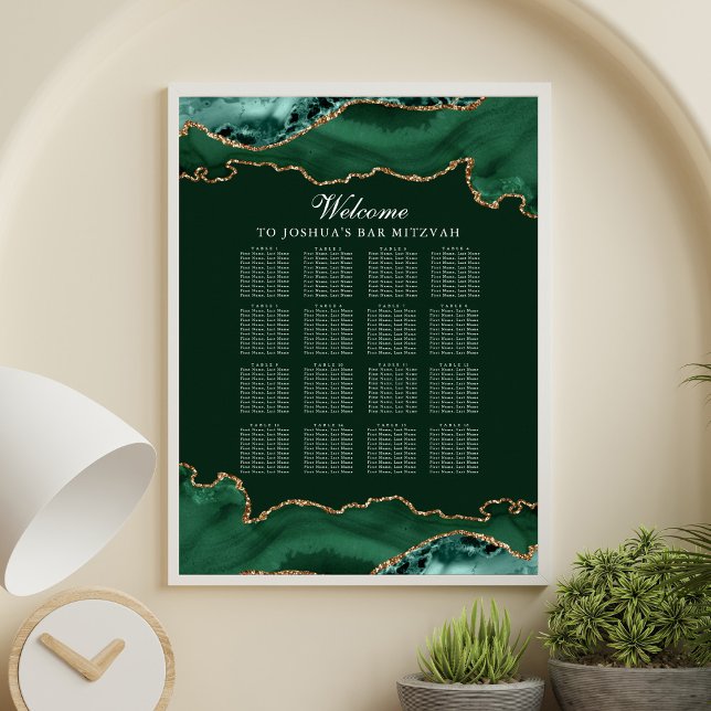 Mörk grönt Guld Agate Pub Mitzvah-platsdiagram Poster (Skapare uppladdad)