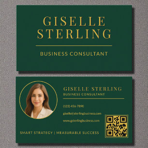 Mörk grönt Guld Business Consultant - fotoQR-kod Visitkort