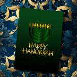 Mörk grönt Guld Menorah Flames Lycklig Hanukkah-ko Helgkort<br><div class="desc">Helgdag temaobjekt designade av Umua. Tryckt och avsänt av Zazzle eller deras närstående företag.</div>