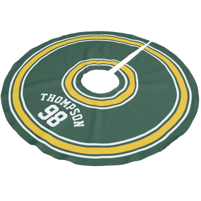 Mörk grönt Gult för sport stripe Jersey Julgransmatta Borstad Polyester (Vinklad)