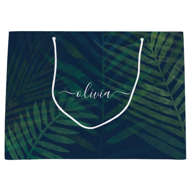 Mörk grönt handflatan löv mönster (Framsidan)