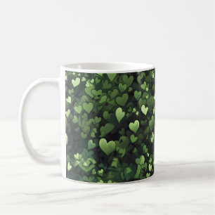 Mörk grönt Heart Mönster Kaffemugg