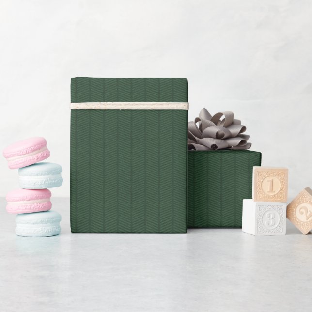 Mörk grönt Herringbone Mönster Wrapping Papper Rol Presentpapper (Baby Shower)