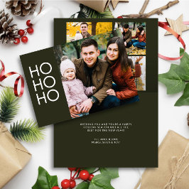 Mörk grönt "HO HO HO HO" Helgkort