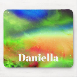 Mörk grönt holografiskt Himlar med anpassat namn Musmatta