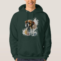 Mörk grönt hoodie med söt hund design avslappnad b