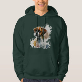 Mörk grönt hoodie med söt hund design avslappnad b