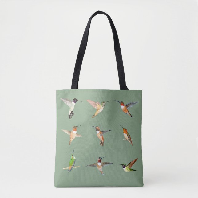 Mörk grönt Hummingbird i Nordamerika Tygkasse (Framsida)