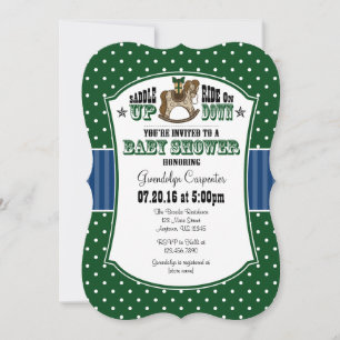 Mörk grönt inbjudan till Blue Cowboy Baby Shower