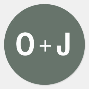 Mörk grönt Initialer + Minimalistisk skandi Bröl Runt Klistermärke