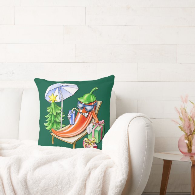 Mörk grönt jul Chili Sunbad Kudde (Soffa)