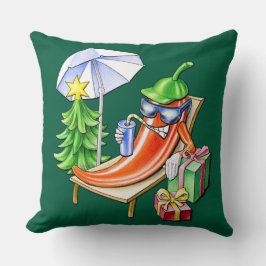 Mörk grönt jul Chili Sunbad Kudde