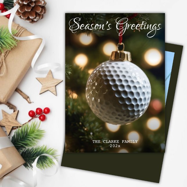 Mörk grönt julfoto för golfsäsongen julkort (Skapare uppladdad)