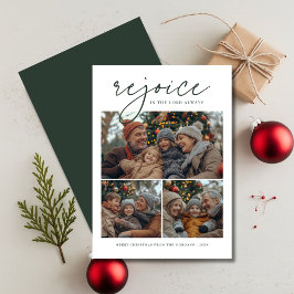 Mörk grönt julfoto för Rejoice Religiösa Julkort