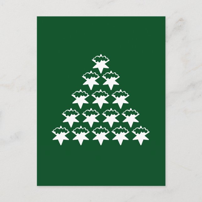Mörk grönt julvit nu Stars Träd Vykort (Framsida)