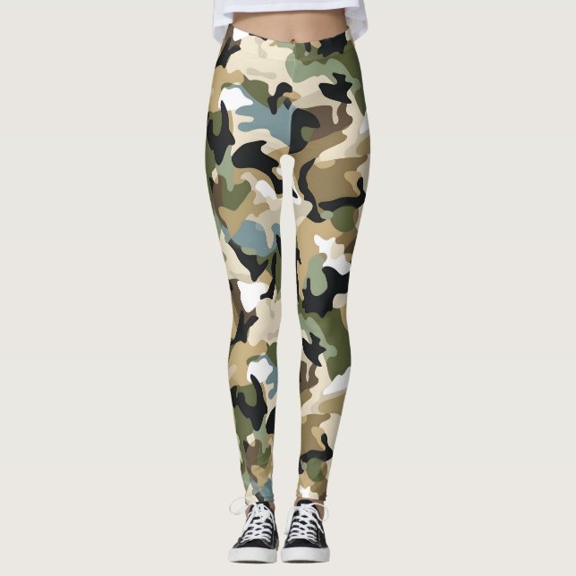 Mörk grönt kamouflage leggings (Framsida)