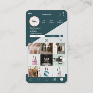 Mörk grönt kort för QR-kod för Instagram Affärskor