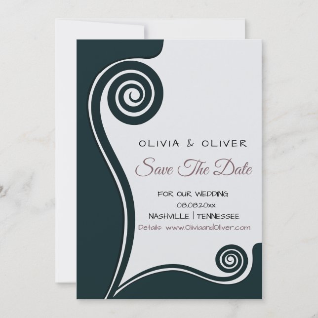 Mörk grönt koru - nystart - Spara vårt datum (Framsida)