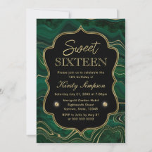 Mörk grönt malakit och guldfetter Strata Sweet 16
