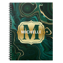Mörk grönt malakit och guldfoil Strata Veining Anteckningsbok