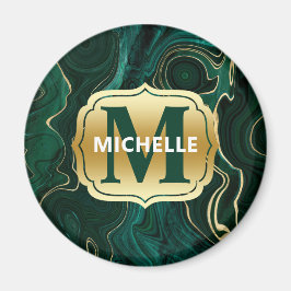 Mörk grönt malakit och guldfoil Strata Veining Magnet